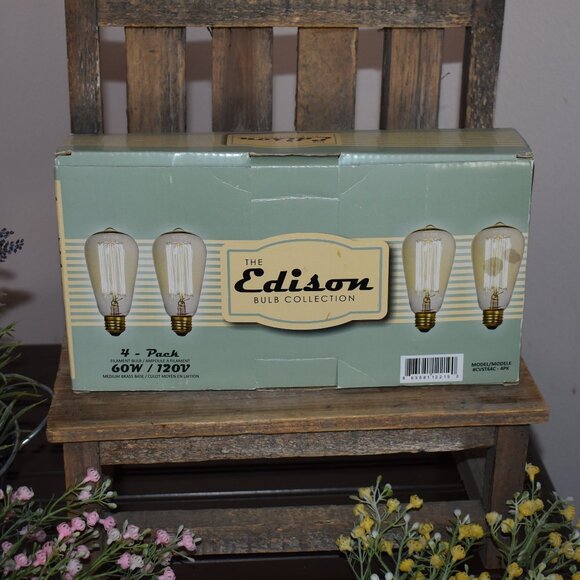 Vintage Style Clear Glass Edison Bulbs 4 Pack Set NIB - Picture 11 of 13